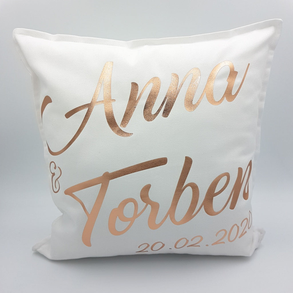 Hochzeitskissen mit Namen & Datum Metallic