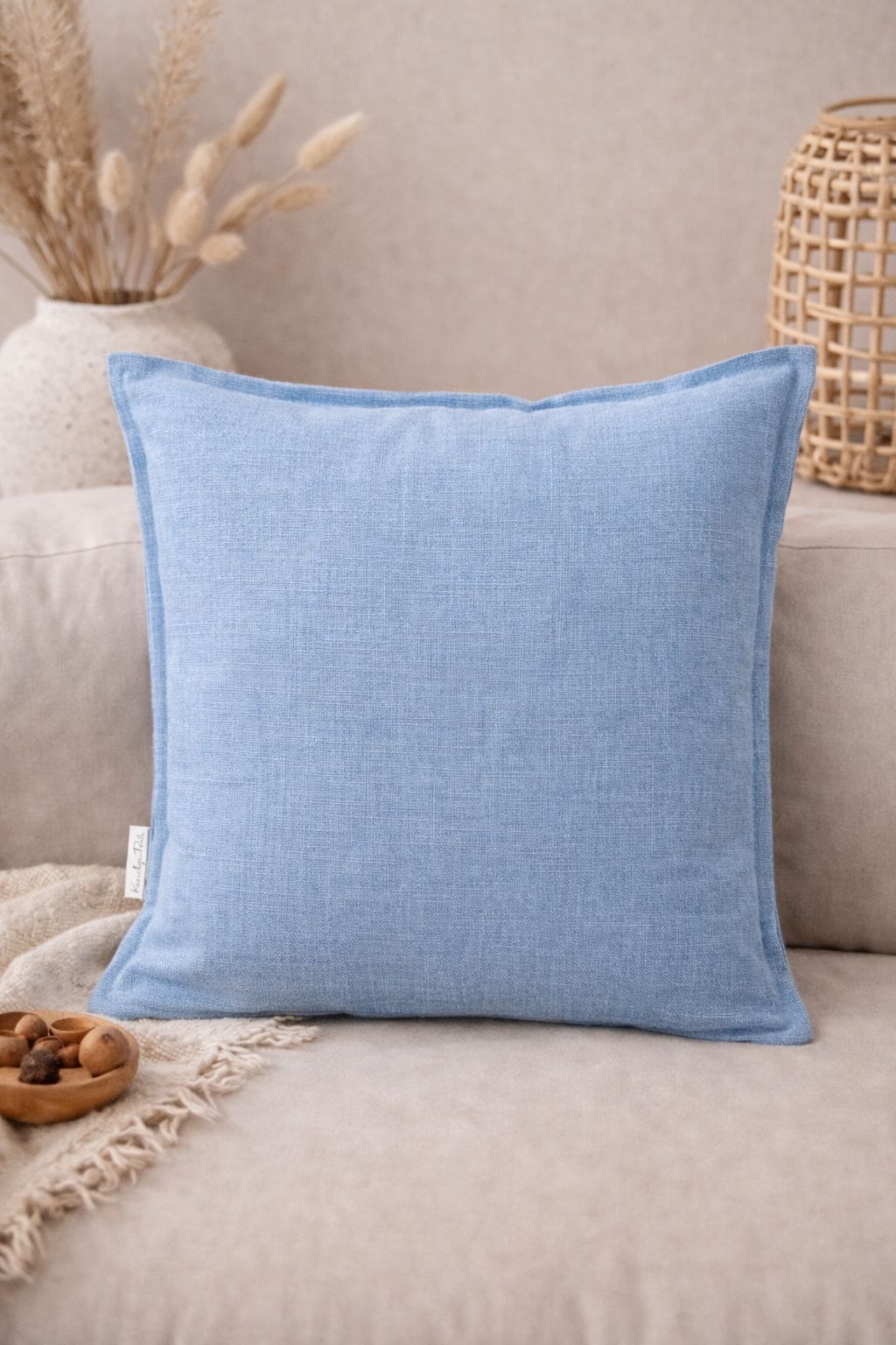 Kissen Leinen jeansblau + Wunschtext