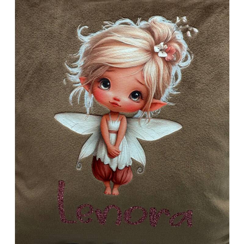 Kinderkissen Fee Sophia Samtoptik mit Name