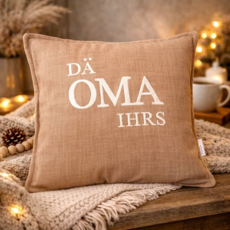 Kissen DÄ OMA IHRS Leinen braun